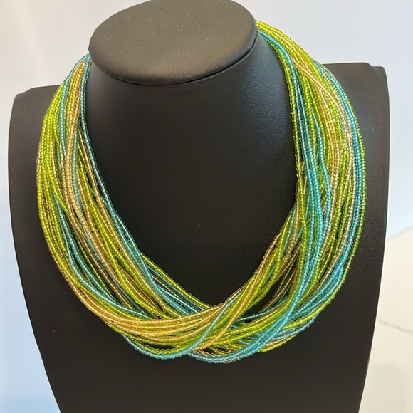 Multicolor Beaded Necklace. 17 strands measuring 34”. So many ways to style it. - Picture 2 of 9